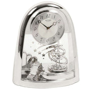 Rhythm Arched Top Sprial Pendulum Mantel Clock - Silver