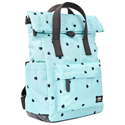 Roka Canfield B Kleiner Rucksack aus recyceltem Canvas – Blau/Blaue Herzen