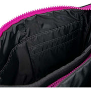 Roka Carnaby XL All Black Pink Label Recycled Canvas Crossbody Bag - Black/Pink