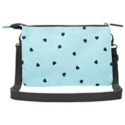Sac à bandoulière en toile recyclée Roka Carnaby XL - Bleu/Cœurs bleus