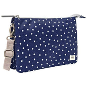 Roka Carnaby XL Recycled Canvas Crossbody Bag - Navy Polka Dot