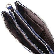 Roka Carnaby XL Recycled Canvas Crossbody Bag - Navy Polka Dot