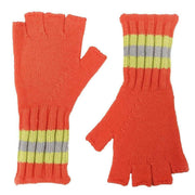 Roka Primrose Fingerless Gloves - Coral Orange/Lime Green