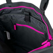 Roka Trafalgar Medium All Black Pink Label Recycled Canvas Crossbody Bag - Black/Pink