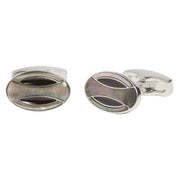 Simon Carter Deco Curve Mother of Pearl Cufflinks - Silver/Black/Grey