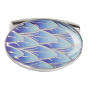 Simon Carter Feather Oval Cufflinks - Silver/Blue