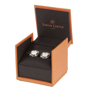 Simon Carter Mother of Pearl Life Buoy Cufflinks - Silver/White