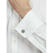 Simon Carter Quadrant Dalmatian Jasper Gunmetal Cufflinks - White/Black/Grey