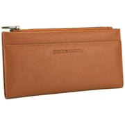 Smith and Canova Smooth Leather Long Zip Top Pocket Purse - Tan