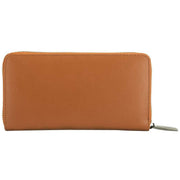 Smith and Canova Smooth Leather Long Zip Top Pocket Purse - Tan