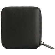Smith and Canova Smooth Leather Square Zip Purse - Black