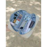 Stackers Expanding Cosmetics Bag - Oatmeal/Blue