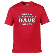 Teemarkable! What A Difference a Dave Makes T-Shirt Red / Small - 86-92cm | 34-36"(Chest)