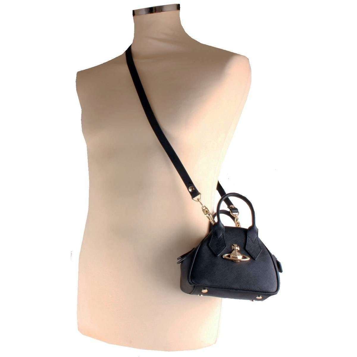 Vivienne Westwood Mini Yasmine Saffiano Leather Crossbody Bag - Black