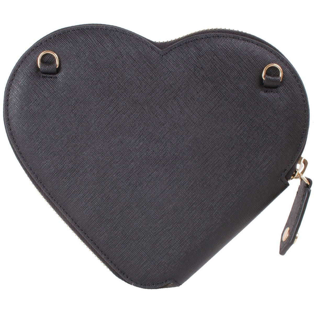Vivienne Westwood Saffiano New Heart Leather Shoulder Bag in Black