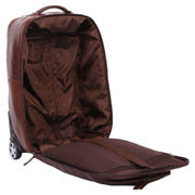 Ashwood Leather Cabin Size Weekend Trolley Bag - Brown