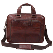 Ashwood Leather Double Handle Laptop Bag - Brown