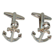 Bassin and Brown Anchor Cufflinks - Silver