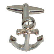 Bassin and Brown Anchor Cufflinks - Silver