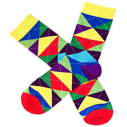 Bassin and Brown Argyle Multi Check Socks - Purple/Yellow/Green/Blue/Sky/Red