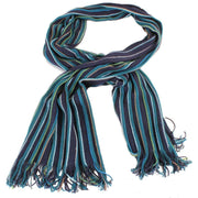 Bassin and Brown Barnes Striped Wool Scarf - Navy/Green/Blue