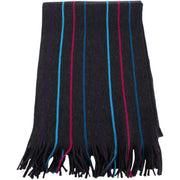 Bassin and Brown Buckle Striped Wool Scarf  - Charcoal/Turquoise