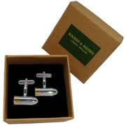 Bassin and Brown Bullet Cufflinks - Silver