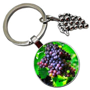 Bassin and Brown Bunch of Grapes Key Ring - Green/Wine/Blue