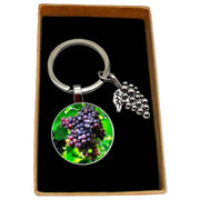 Bassin and Brown Bunch of Grapes Key Ring - Green/Wine/Blue