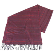 Bassin and Brown Charles Horizontal Striped Wool Scarf - Wine