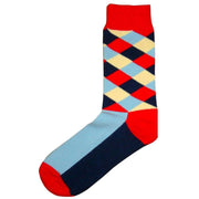 Bassin and Brown Check and Plain Midcalf Socks - Red/Blue