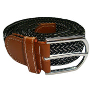 Bassin and Brown Chevron Lined Woven Buckle Belt - Black/White