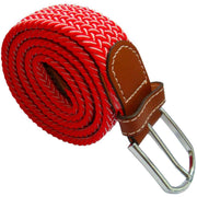 Bassin and Brown Chevron Stripe Elasticated Woven Belt - Red/White