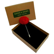 Bassin and Brown Chrysanthemum Flower Jacket Lapel Pin - Red
