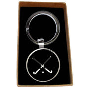 Bassin and Brown Crossed Hockey Sticks Key Ring - Black/White