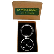 Bassin and Brown Crossed Hockey Sticks Key Ring - Black/White