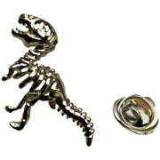Bassin and Brown Dinosaur Lapel Pin - Silver
