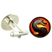 Bassin and Brown Dragon Cufflinks - Black/Gold/Red