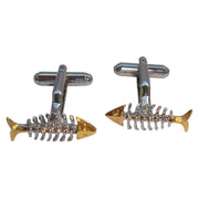 Bassin and Brown Fish Skeleton Cuffllinks - Gold/Silver
