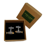 Bassin and Brown Fish Skeleton Cuffllinks - Gold/Silver