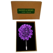 Bassin and Brown Flower Lapel Pin - Purple