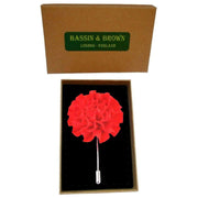 Bassin and Brown Flower Lapel Pin - Red