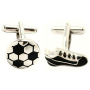 Bassin and Brown Football Cufflinks - Silver/Black