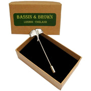 Bassin and Brown Ginkgo Biloba Leaf Lapel Pin - Silver