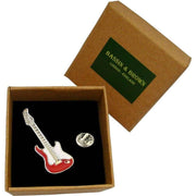Bassin and Brown Guitar Lapel Pin - Red/White