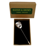 Bassin and Brown Happy Mask Lapel Pin - Silver