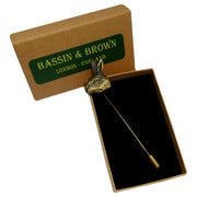 Bassin and Brown Hare Jack Lapel Pin - Antique Bronze