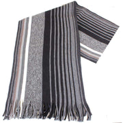 Bassin and Brown Harris Striped Wool Scarf - Black/Grey