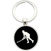 Bassin and Brown Hockey Player Key Ring - Black/White