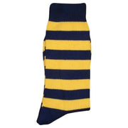 Bassin and Brown Hooped Stripe Socks - Navy/Yellow